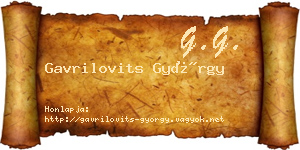 Gavrilovits György névjegykártya